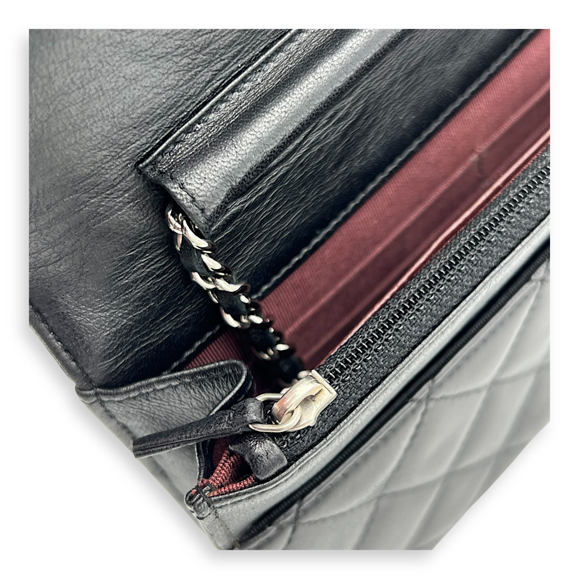 Chanel Classic CC Wallet On Chain Black in Lambskin, Silver hardware_1