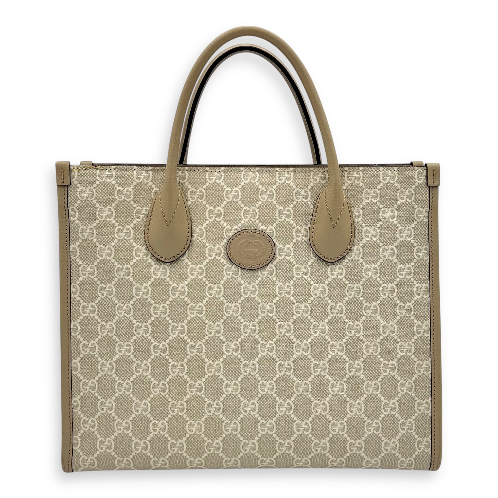 Interlocking G Supreme Tote Bag Beige in Coated Canvas, Gold hardware