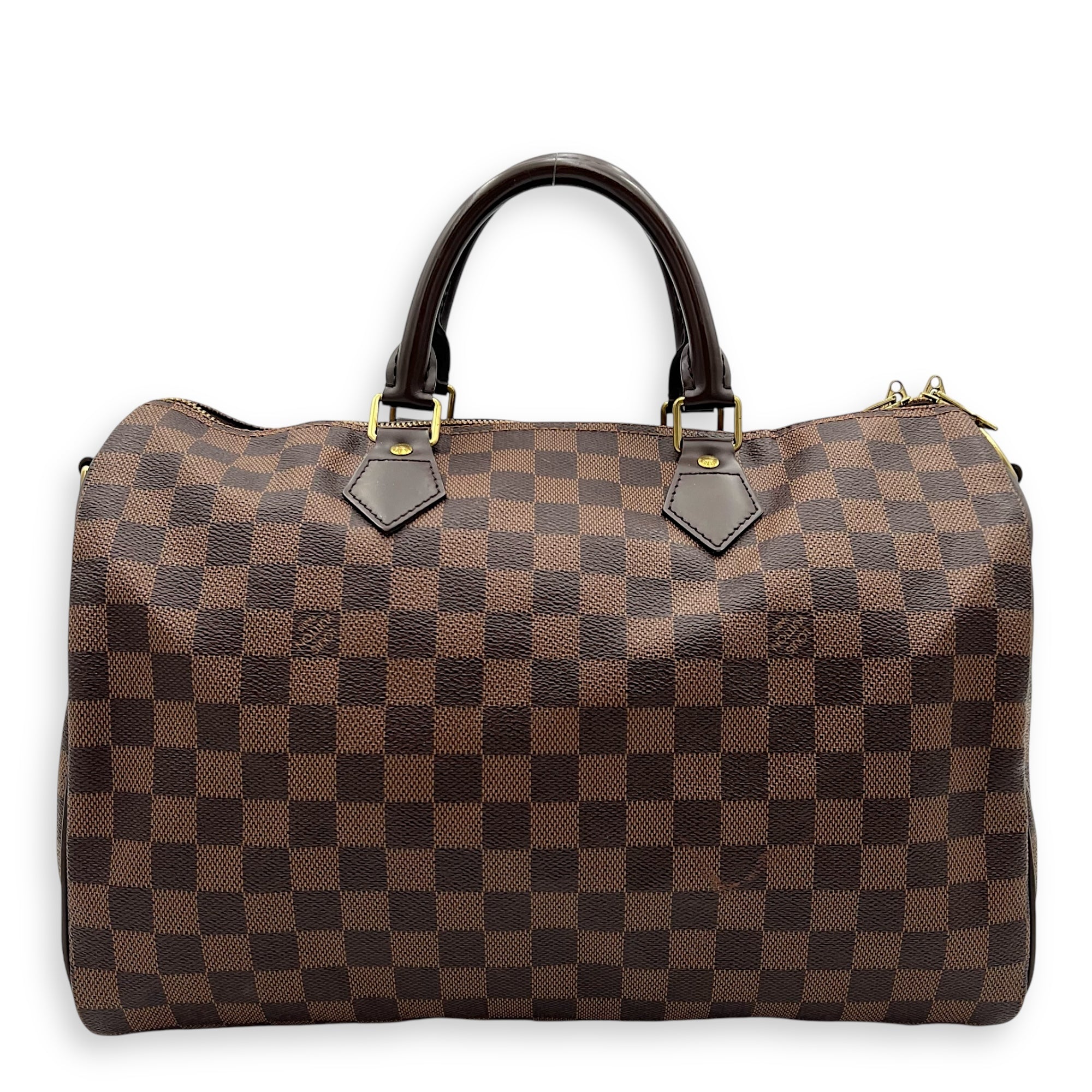 Louis Vuitton Speedy 35 Brown Top Handle Bag in Coated Canvas, Gold hardware_14