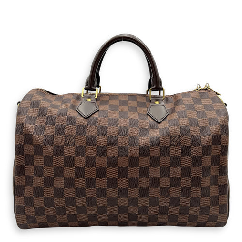 Louis Vuitton Speedy 35 Brown Top Handle Bag in Coated Canvas, Gold hardware_14
