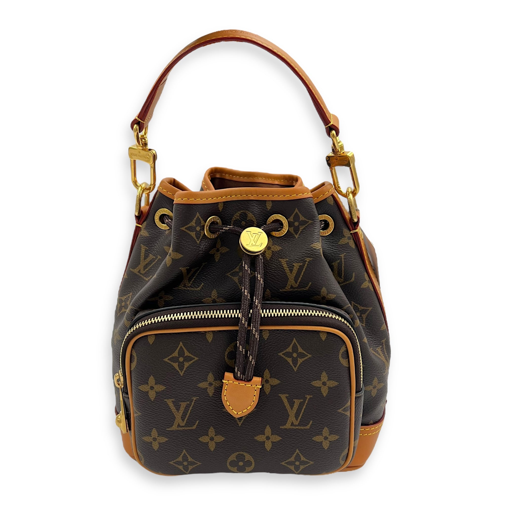 Louis Vuitton Noe Cargo Crossbody Bag Brown in Monogram Coated Canvas, Gold hardware_1