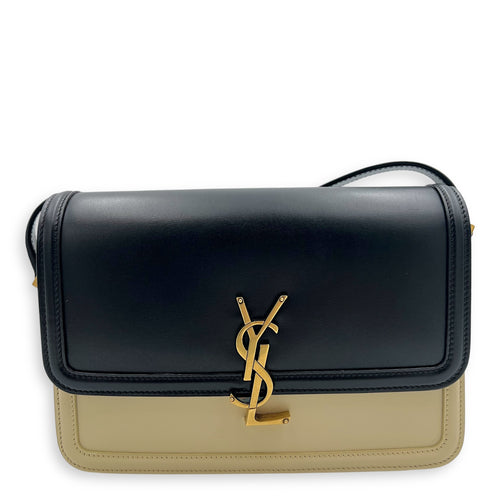Saint Laurent Solferino Shoulder Bag Black & White in Calfskin, Gold hardware_1