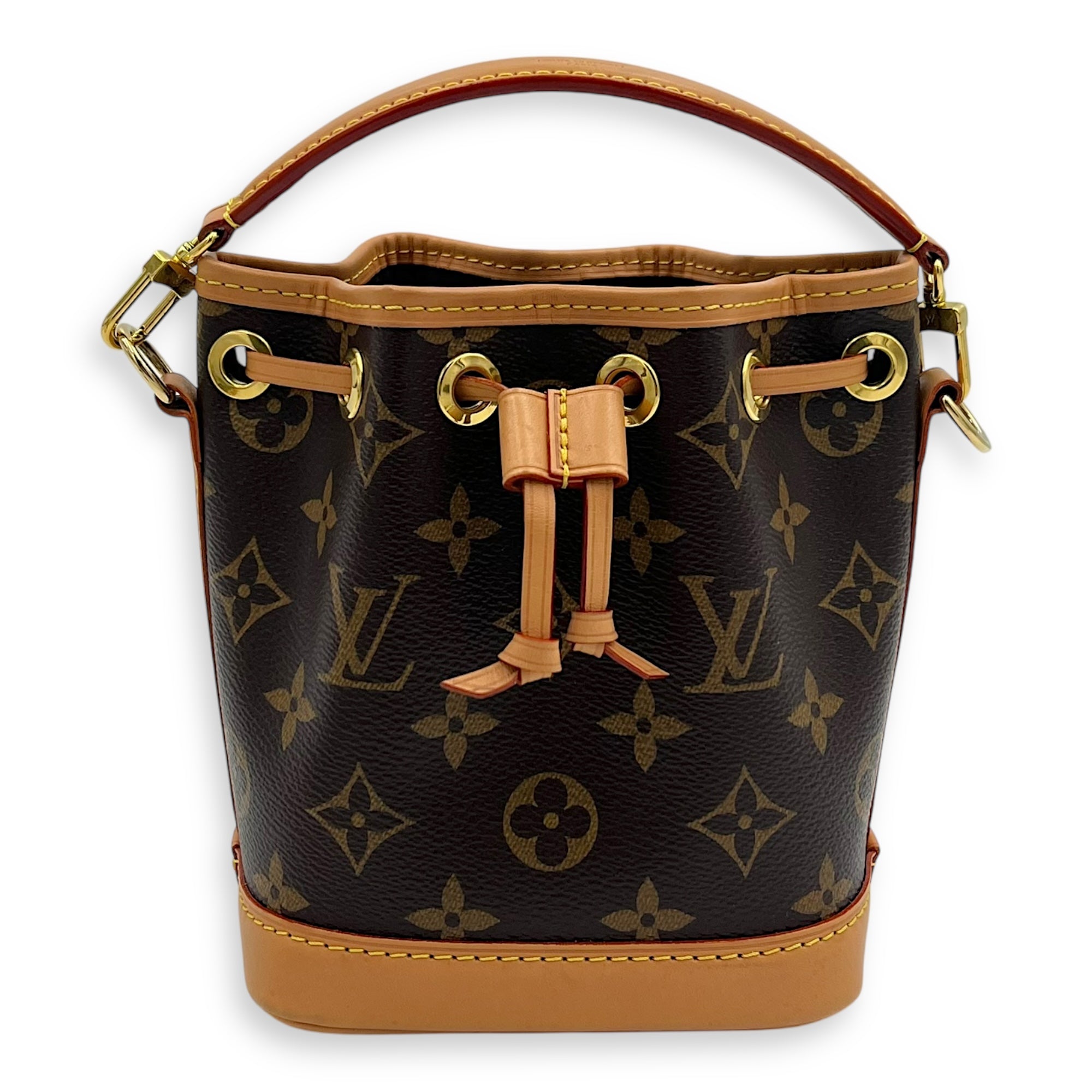 Louis Vuitton Noe Bucket Bag Nano Brown in Monogram Coated Canvas, Gold hardware_1
