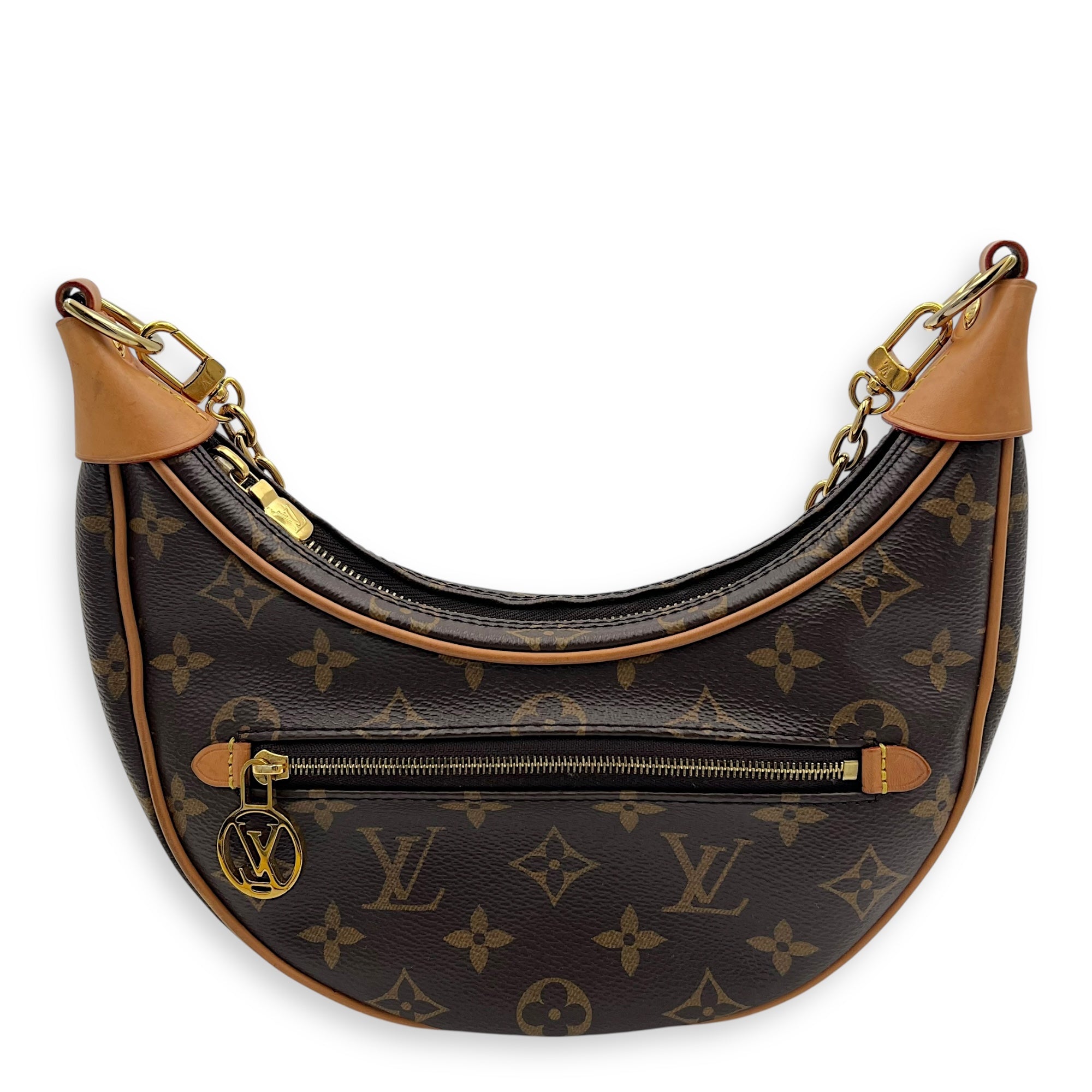 Louis Vuitton Looping Shoulder Bag Brown in Monogram Coated Canvas, Gold hardware_1