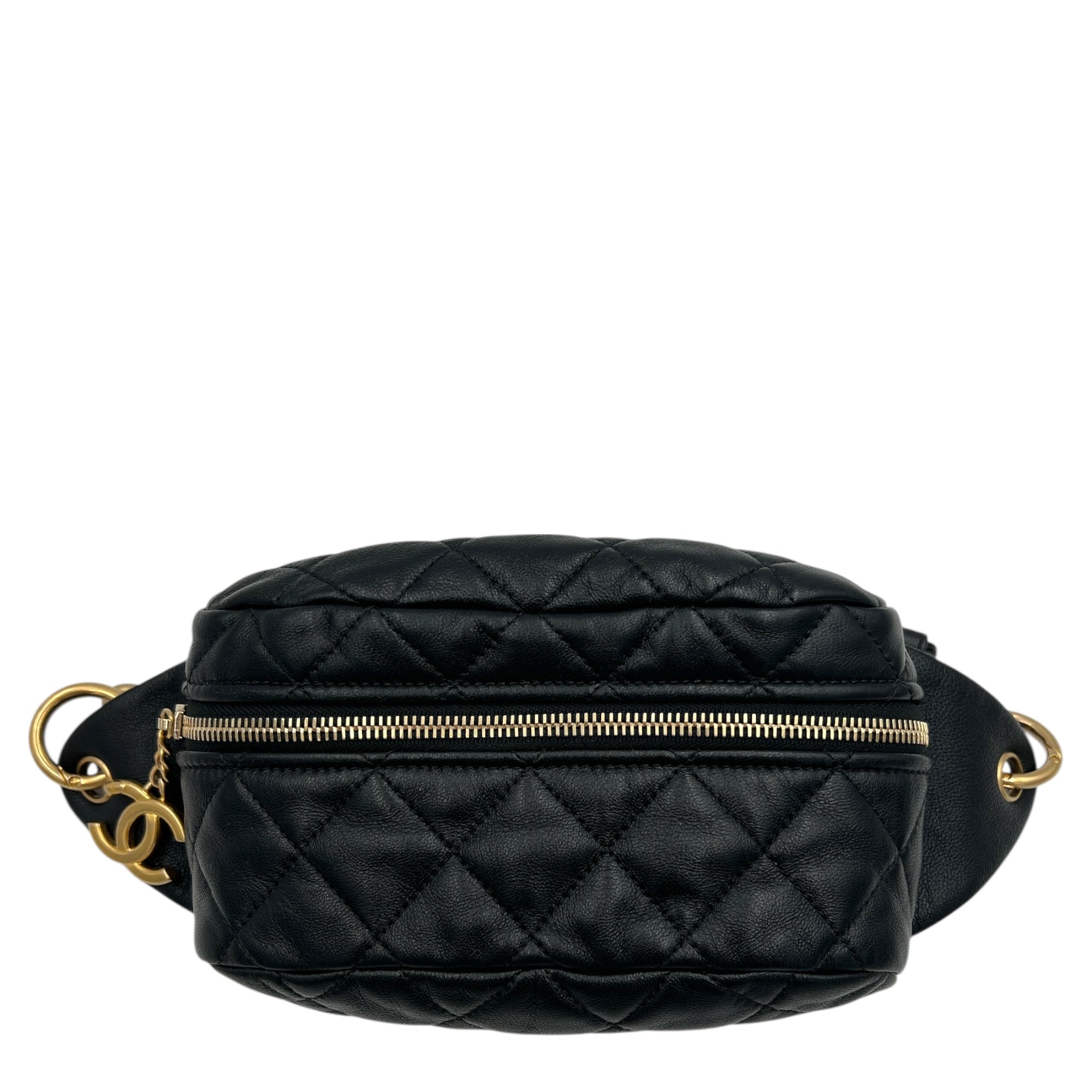 Chanel CC Quilted Belt Bag Black in Calfskin, Gold hardware_1