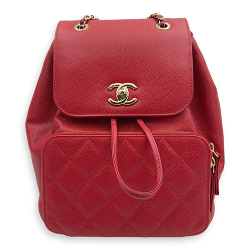 Chanel Business Affinity Backpack Red in Caviar Leather, Gold hardware_1
