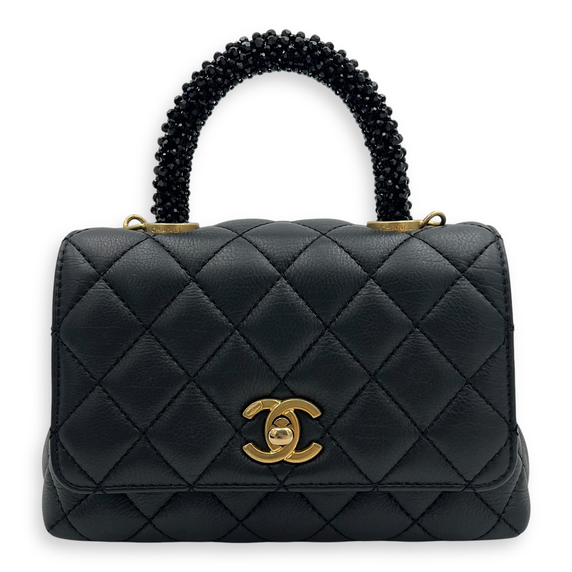 Chanel Coco Top Handle Bag Mini Black in Calfskin, Gold hardware_1