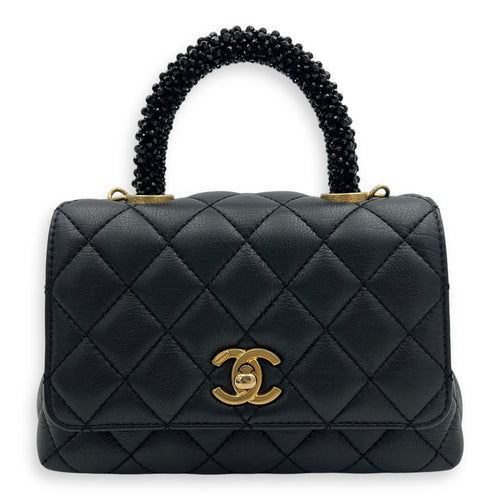 Chanel Coco Top Handle Bag Mini Black in Calfskin, Gold hardware_1