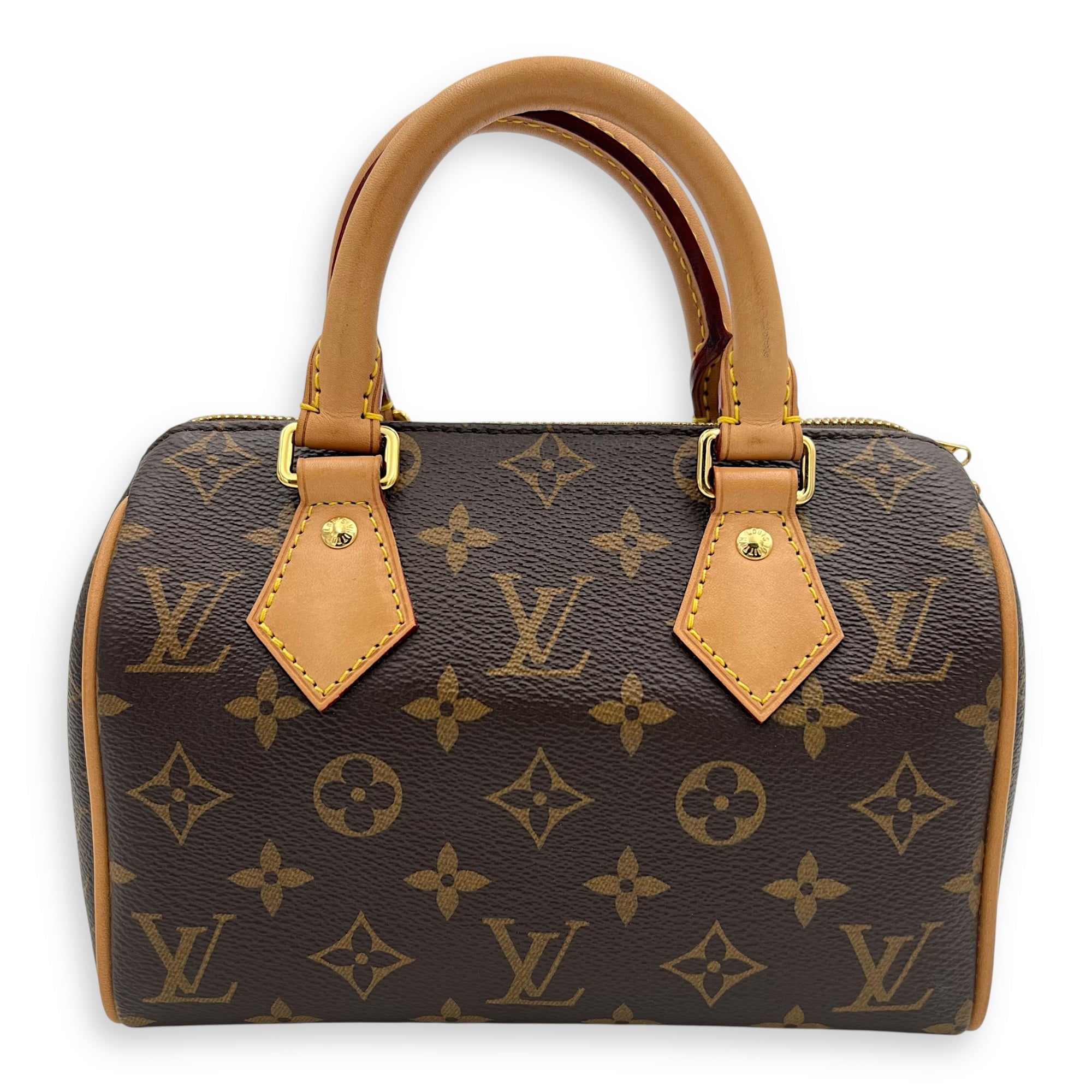 Louis Vuitton Speedy Bandouliere 20 Brown Top Handle Bag in Monogram Coated Canvas, Gold hardware_1