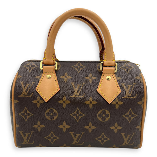 Louis Vuitton Speedy Bandouliere 20 Brown Top Handle Bag in Monogram Coated Canvas, Gold hardware_1