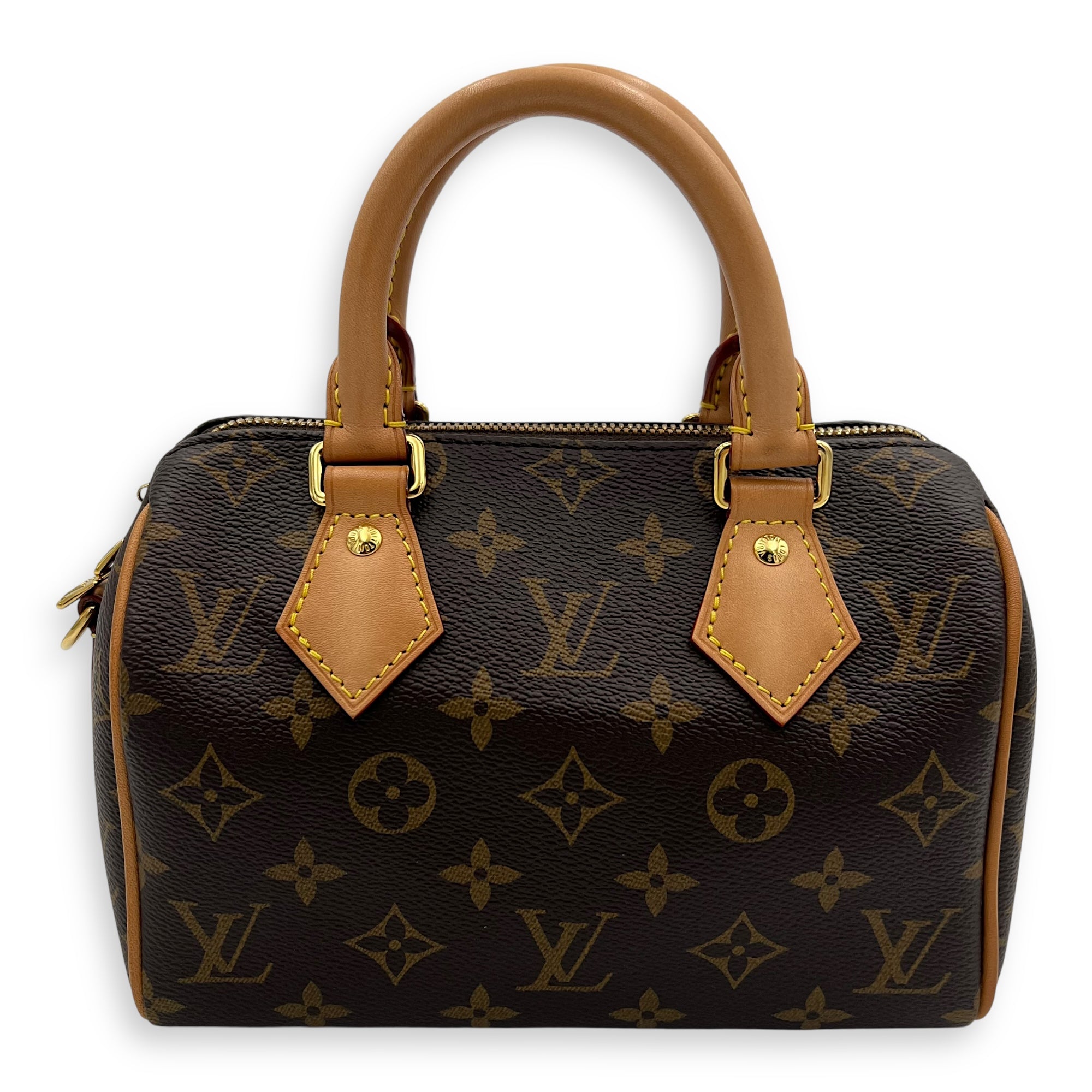 Louis Vuitton Speedy Bandouliere 20 Brown Top Handle Bag in Monogram Coated Canvas, Gold hardware_1