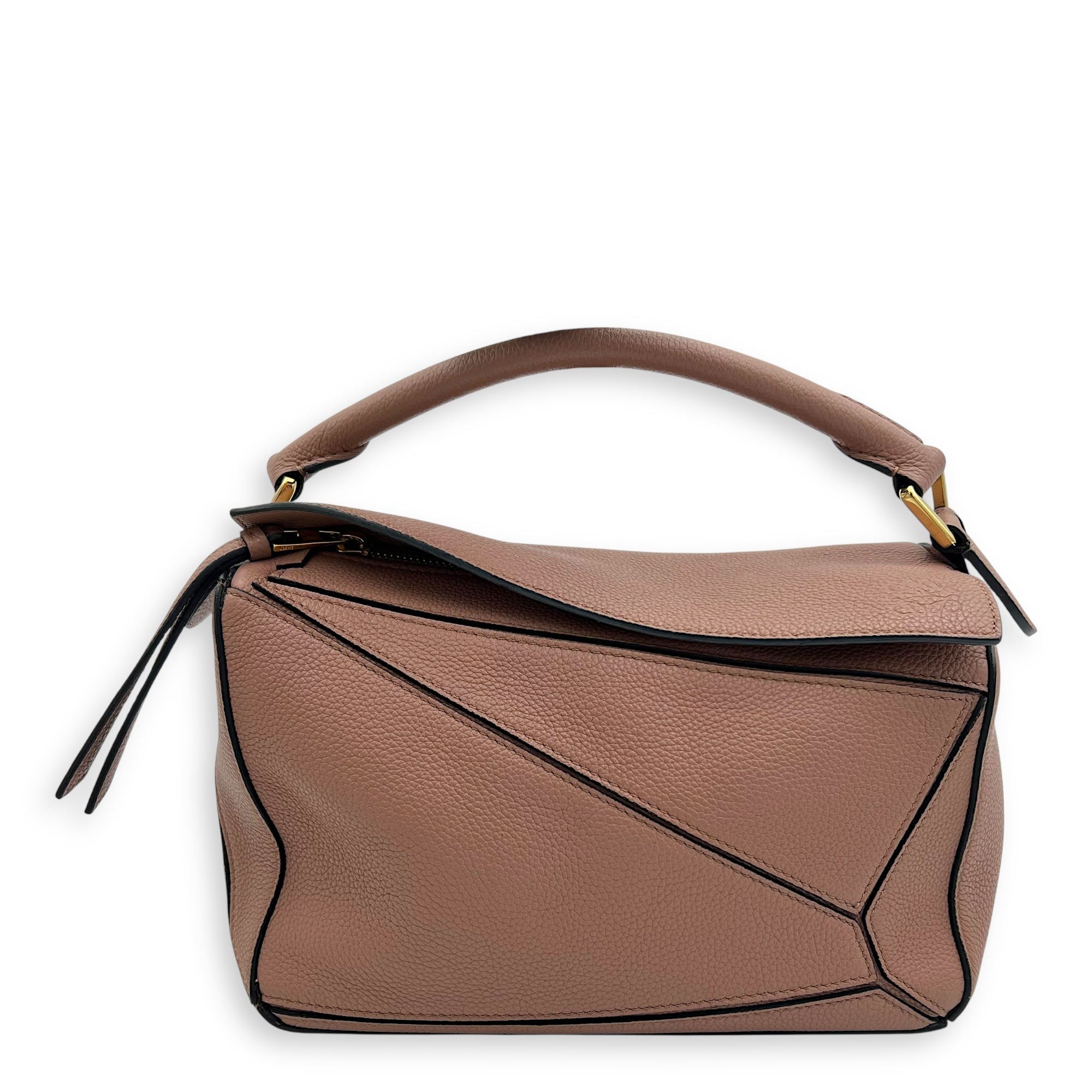 Loewe Puzzle Top Handle Bag Pink in Calfskin, Gold hardware_1