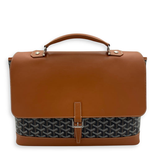 Goyard Citadine PM Brown Top Handle Bag in Coated Canvas, Silver hardware_1