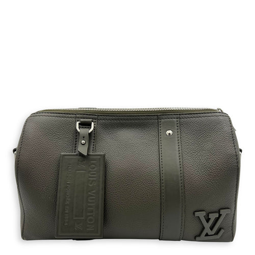 Louis Vuitton Keepall Green Top Handle Bag in Aerogram Leather, Silver hardware_1