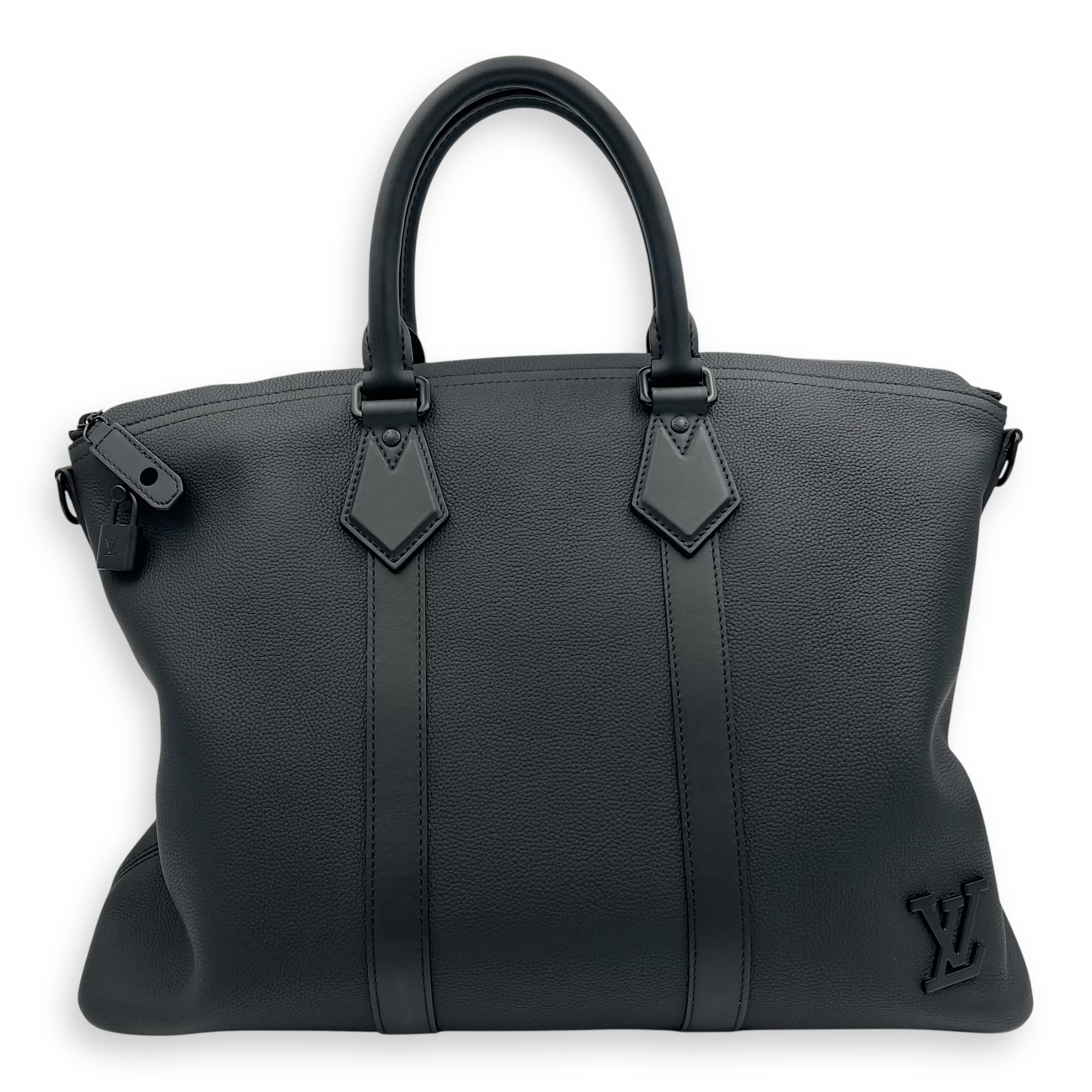Louis Vuitton Lock It Black Top Handle Bag in Taurillon Leather, Lacquered Metal hardware_1