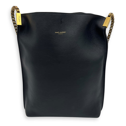 Saint Laurent Suzanne Hobo Black Shoulder Bag in Calfskin, Gold hardware_1