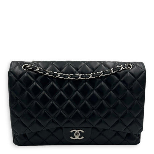 Chanel Classic Maxi Black Shoulder Bag in Lambskin, Silver hardware_1