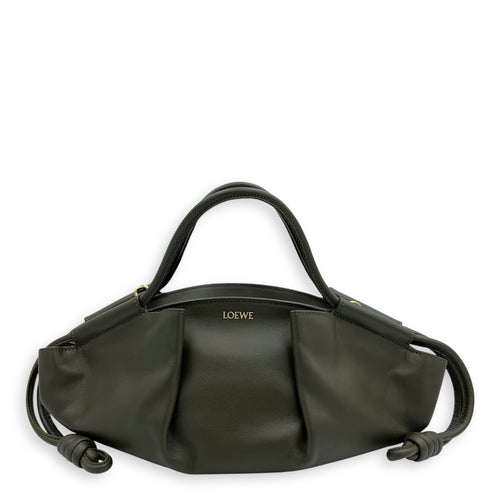 Loewe Paseo Top Handle Bag Green in Calfskin, Gold hardware_11