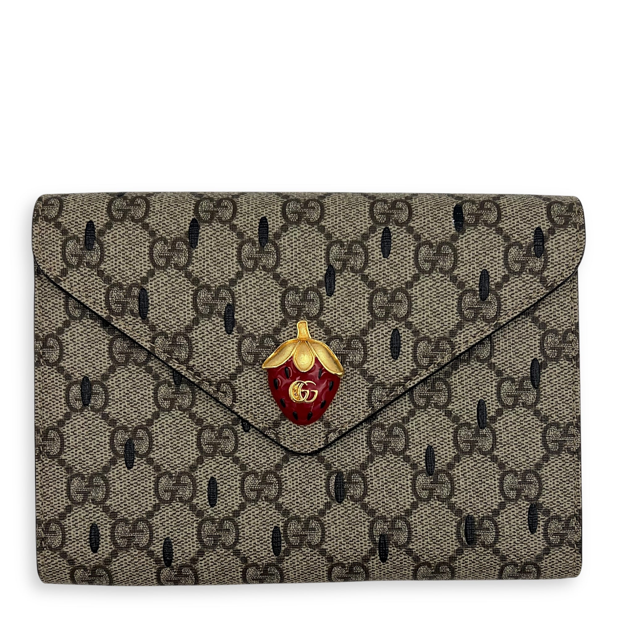 Gucci GG Clutch Brown in Coated Canvas, Gold hardware_9