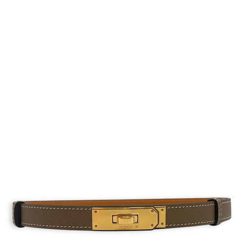 Kelly 18 Etoupe Belt in Epsom, Gold hardware