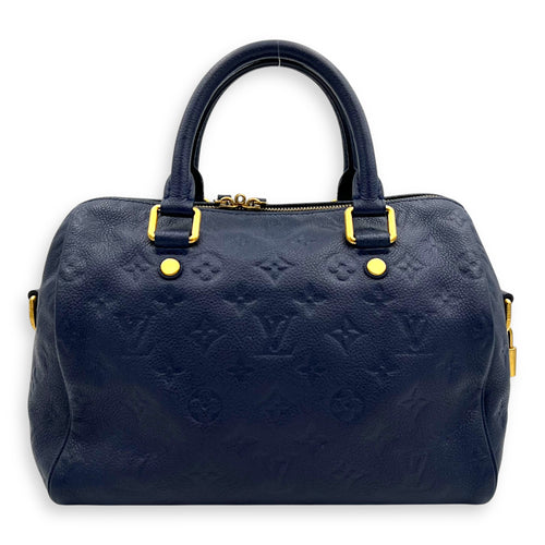 Louis Vuitton Speedy Bandouliere Top Handle Bag Blue in Empreinte Leather, Gold hardware_3