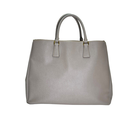 Galleria Extra Large Grey Top Handle Bag in Saffiano Leather, Gold hardware