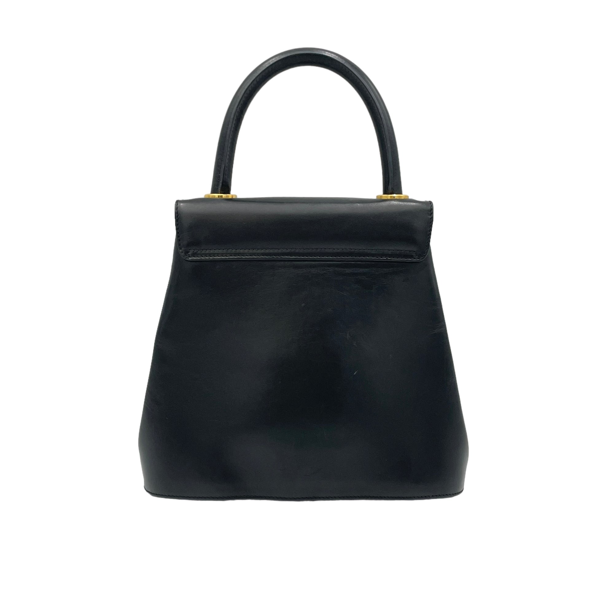 Las mejores S Black Top Handle Bag in Calfskin, Gold hardware