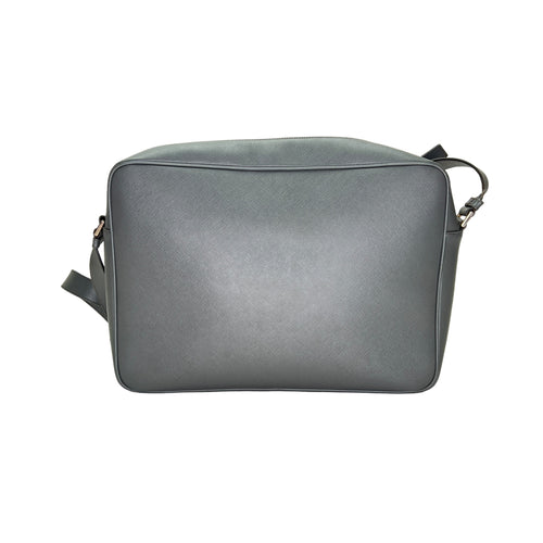 Travel Messenger Grey Messenger Bag in Saffiano Leather, Silver hardware