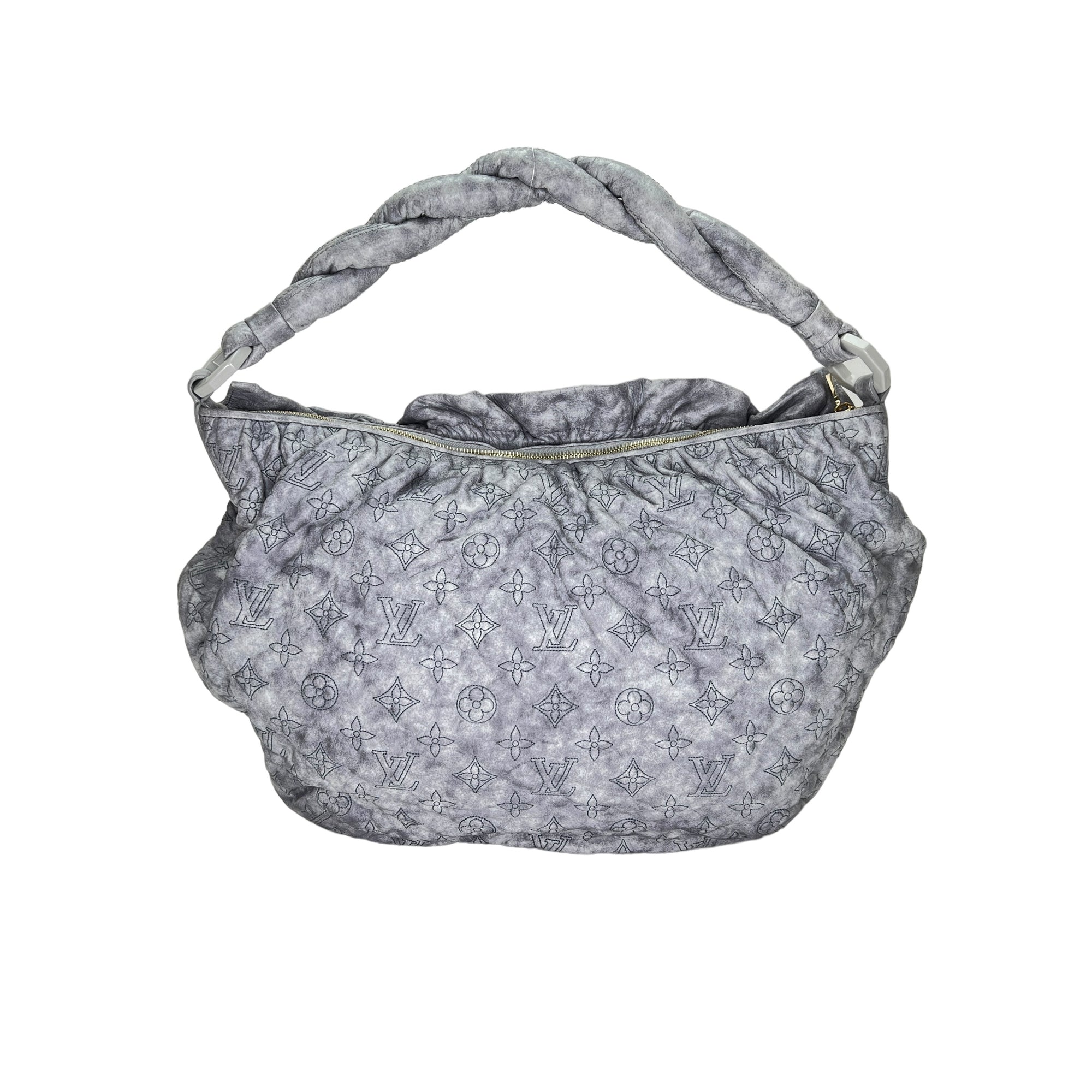 Olimpia Grey Shoulder Bag in Calfskin, Gold hardware