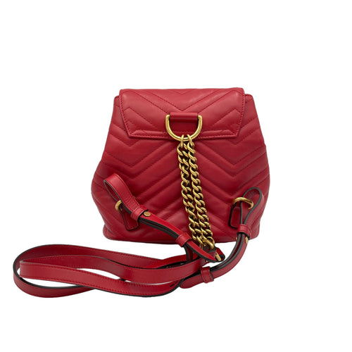 Marmont Red Backpack in Calfskin, Gold hardware