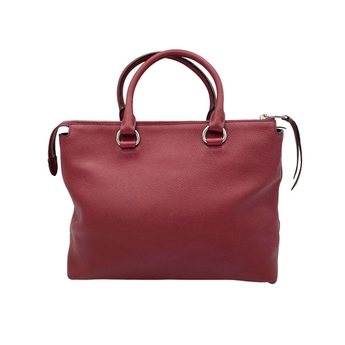 Two-Way Red Top Handle Bag in Calfskin, Sliver hardware