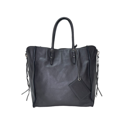 Papier Grey Tote Bag in Calfskin, Silver hardware