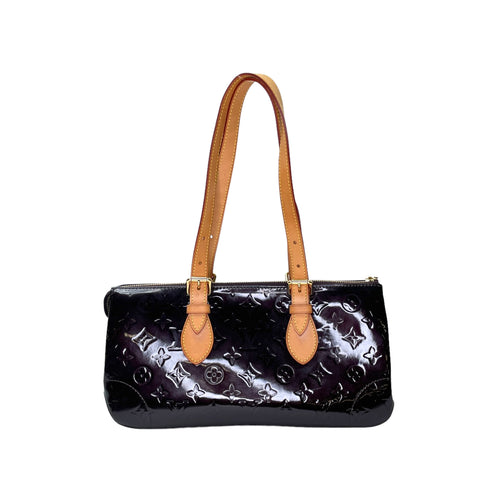 Rosewood Avenue Purple Shoulder Bag in Patent Leather, Gold hardware