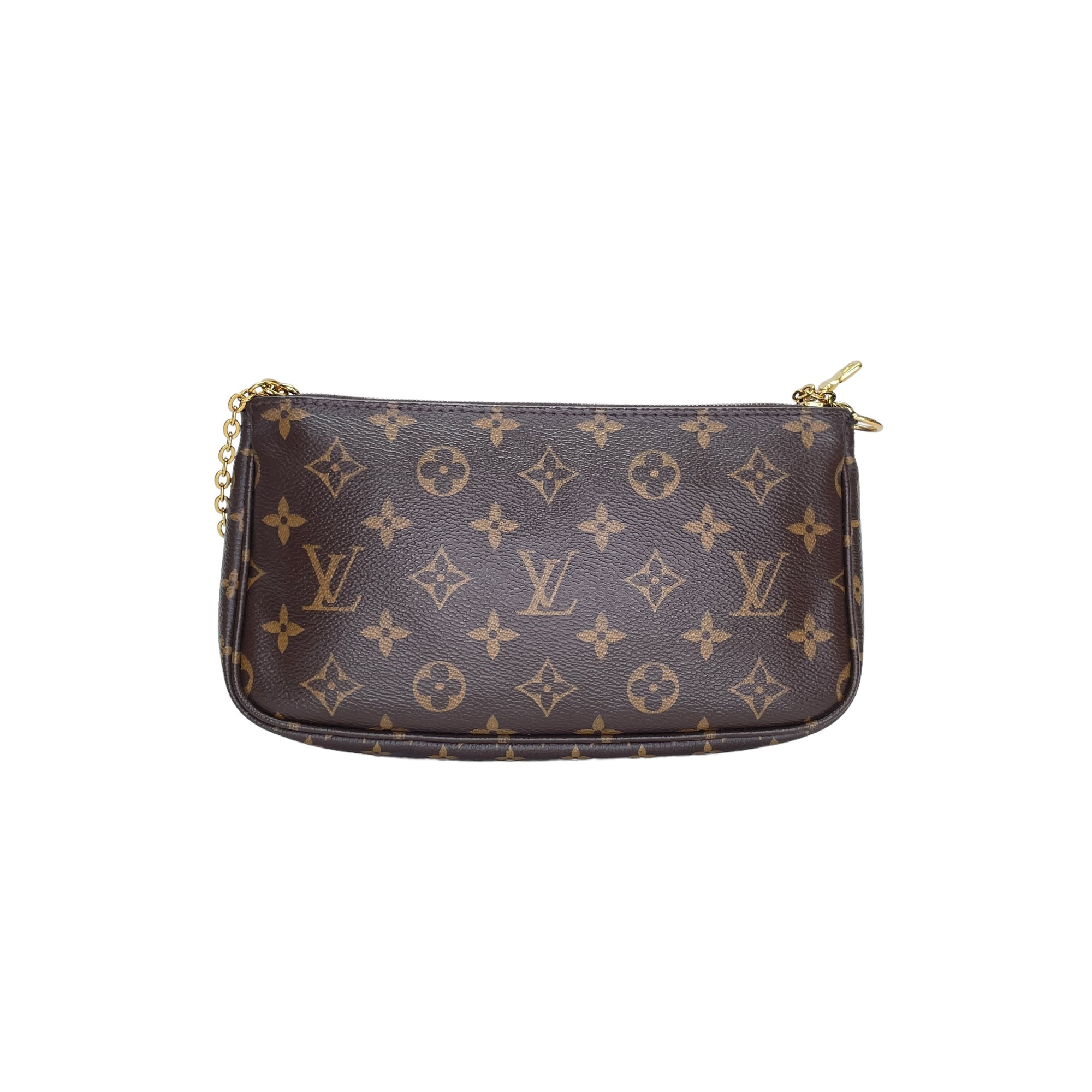 Multi-Pochette Accessoires Brown Shoulder Bag in Monogram Coated Canvas, Gold hardware