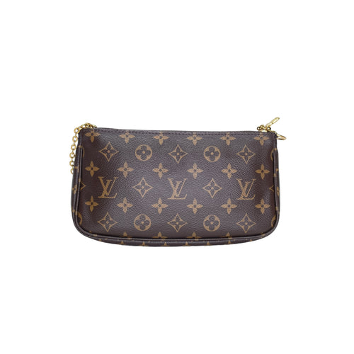 Multi-Pochette Accessoires Brown Shoulder Bag in Monogram Coated Canvas, Gold hardware