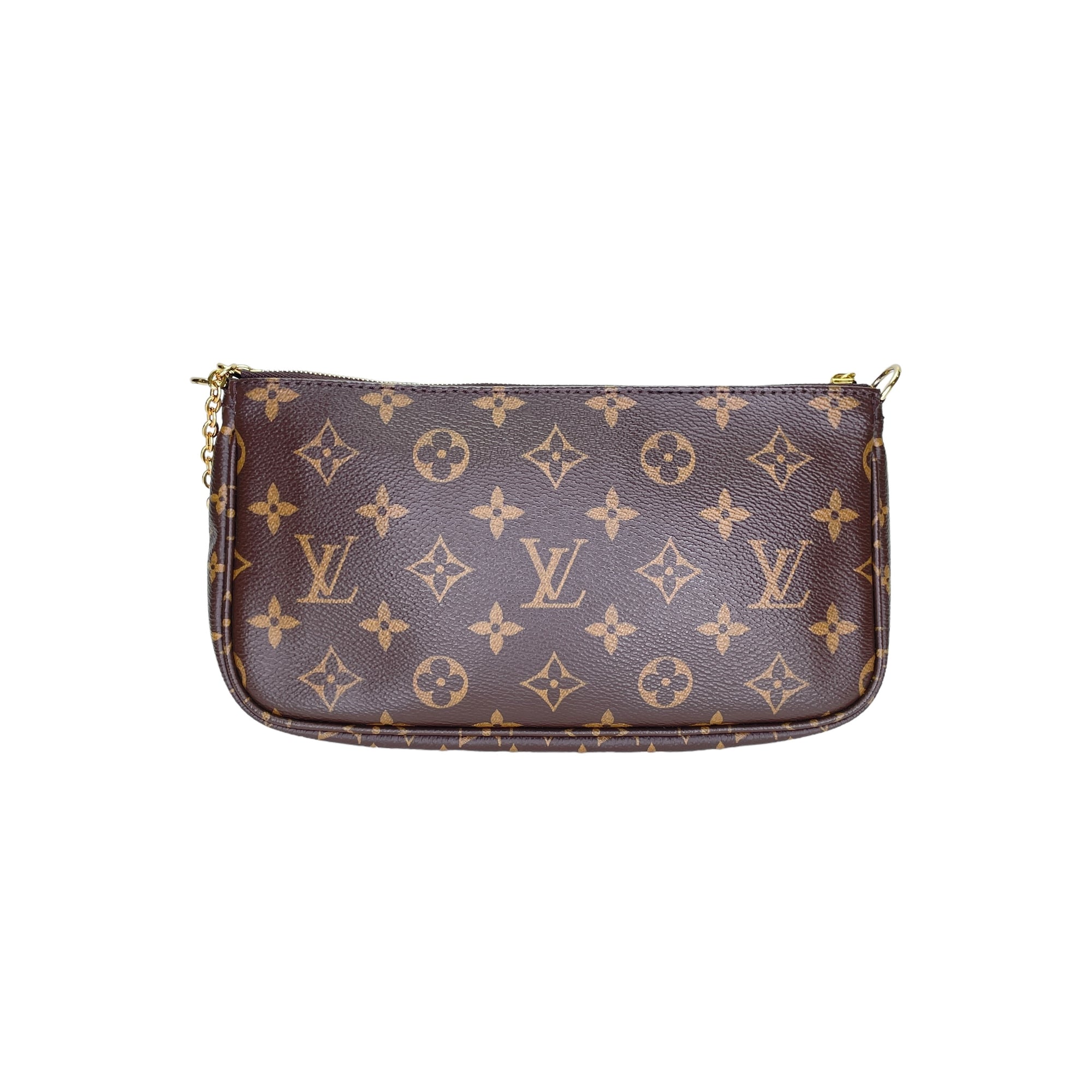 Multi-Pochette Accessoires Brown Crossbody Bag in Monogram Coated Canvas, Gold hardware