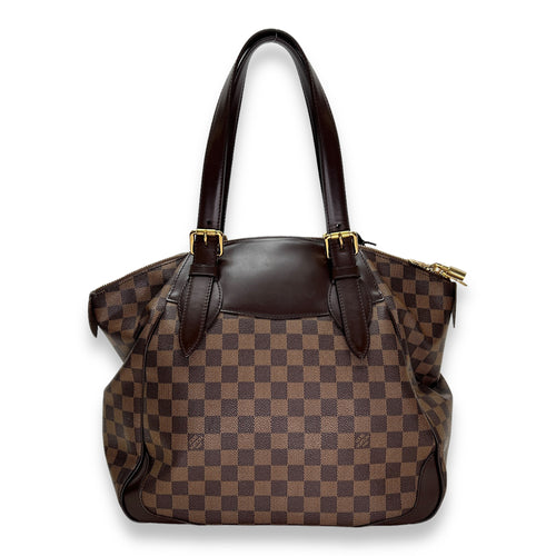 Verona MM Damier Ebene Shoulder Bag in Coated Canvas, Gold hardware