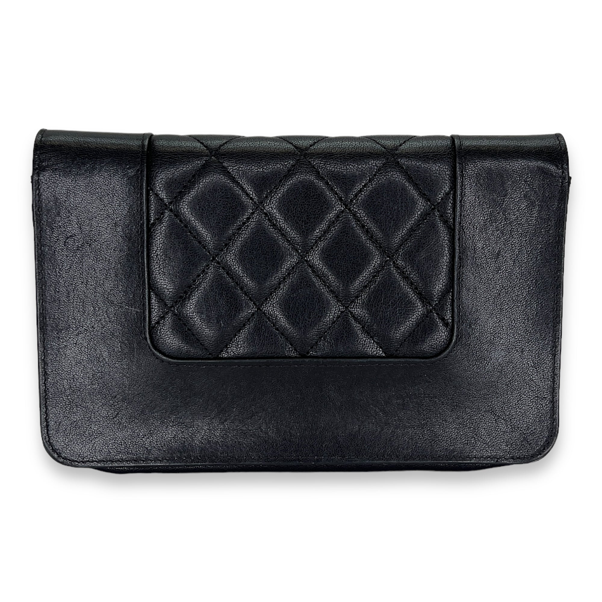 Mademoiselle Black Wallet on Chain in Calfskin, Gold hardware