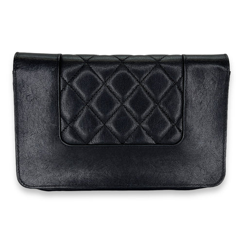 Mademoiselle Black Wallet on Chain in Calfskin, Gold hardware