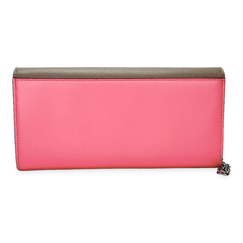 FF Continental Pink Wallet on Chain in Calfskin, Silver hardware