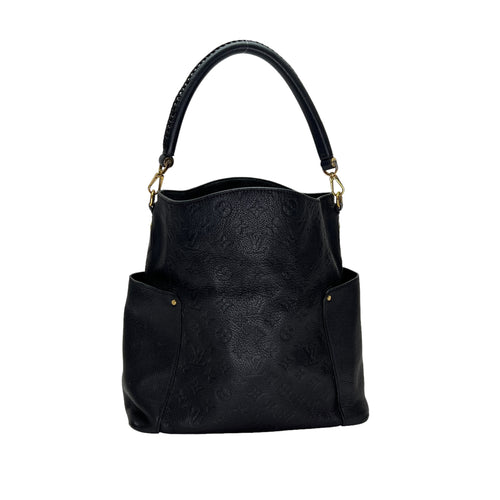 Bagatelle Navy Shoulder Bag in Monogram Empreinte Leather, Gold hardware