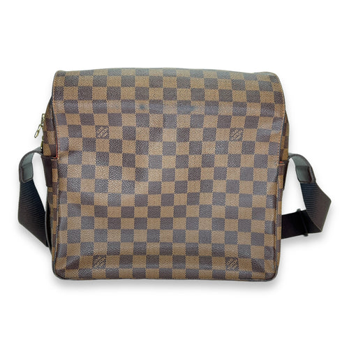 Naviglio Damier Ebene Messenger in Coated Canvas, Gold hardware