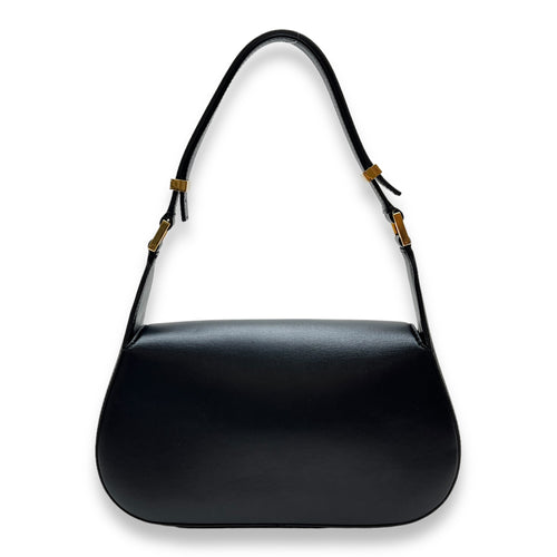 VLogo Chain  Black Shoulder Bag in Calfskin, Gold hardware