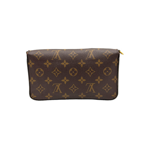 Felicie Brown Crossbody Bag in Monogram Coated Canvas, Gold hardware