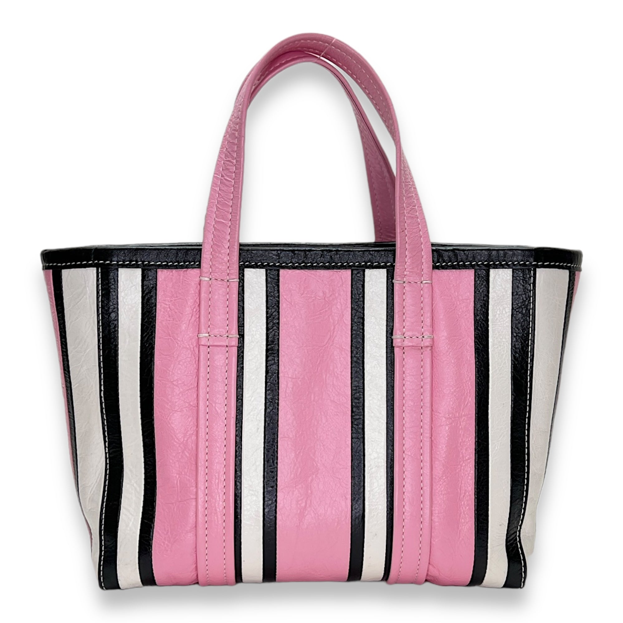 Barbes East West Pink Tote Bag in Calfskin, Silver hardware