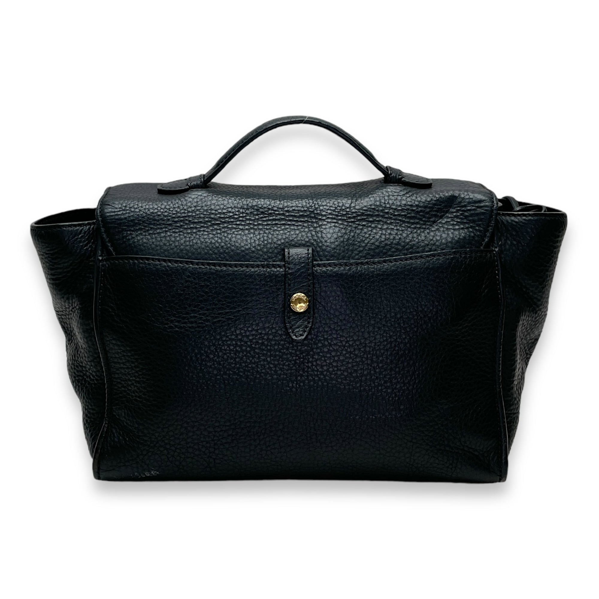 Logo Top handle Bag  Black in Calfskin , Gold Hardware