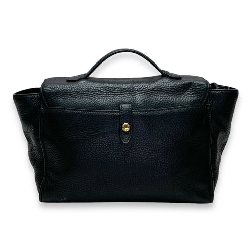 Logo Top handle Bag  Black in Calfskin , Gold Hardware