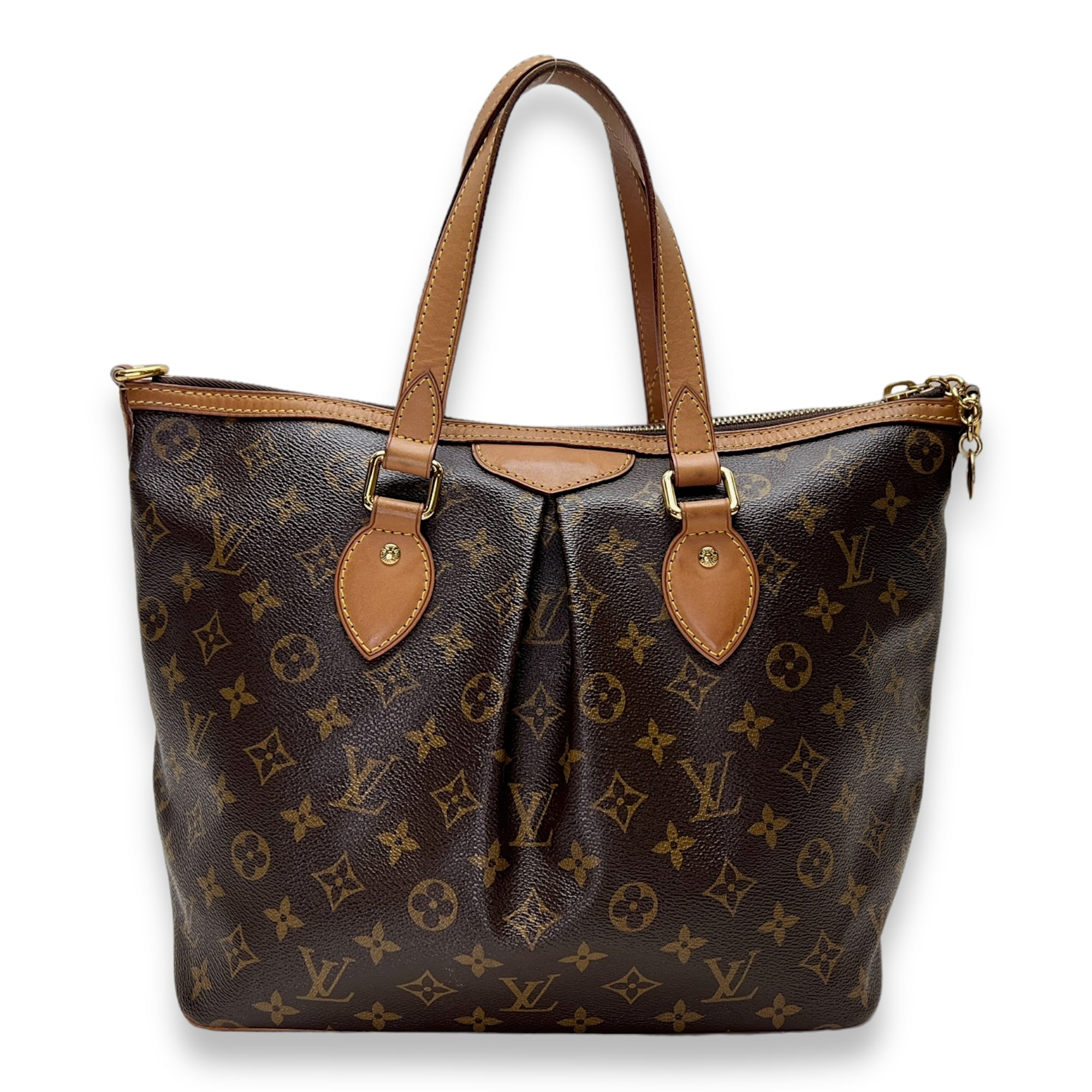 Palermo Top Handle Bag  Brown in Monogram Coated Canvas , Gold Hardware