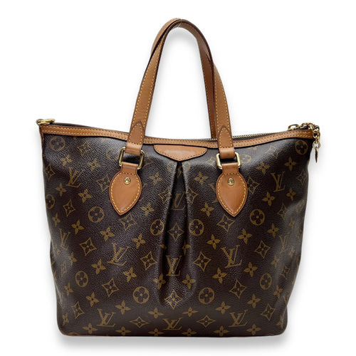 Palermo Top Handle Bag  Brown in Monogram Coated Canvas , Gold Hardware