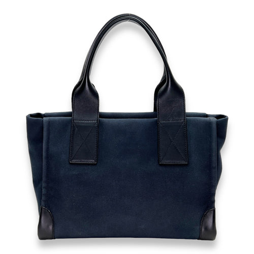 Gancini Navy Top Handle Bag in Canvas, Silver hardware